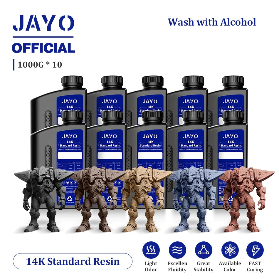 JAYO 10 Bottles 3D Resin Standard Fast Curing Standard/ 14K Standard/ Standard Plus 3D Resin for LCD DLP SLA Resin 3D Printer