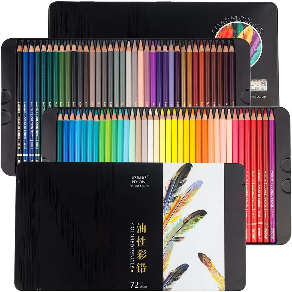 NYONI 24/36/48/72/120Colors Oil Wood Colored Pencils Professional Drawing Pencil Set Soft Core Painting Colours Drawing Supplies