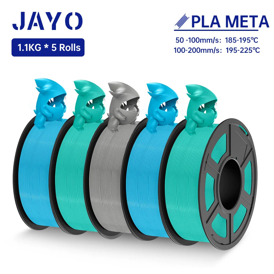 JAYO PLA Meta Filament 5 Rolls 1.75MM PLA 3D Printer Filament Neatly Wound Toughness 1.1KG 3D Printing Materials For FDM