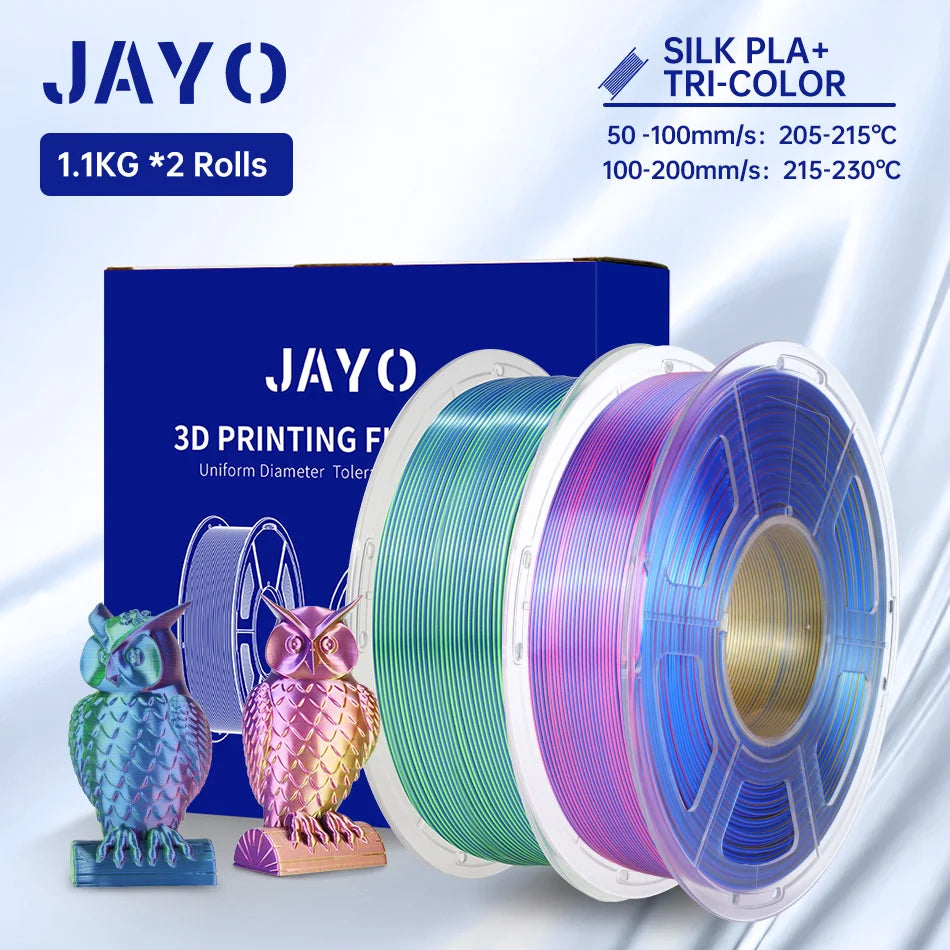 JAYO Silk PLA+ Rainbow 3D Filament 1.75mm SILK PLA plus Dual & Triple Color 3D Printer Filament Neatly Wound 1.1kg 2Rolls/set
