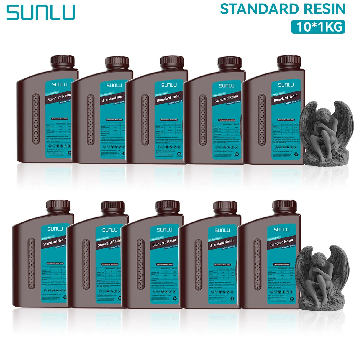 SUNLU Standard 3D Printer Resin 10KG 405nm Low Odor High Precision Photopolymer UV Resin For Most LCD 3D Printing Material