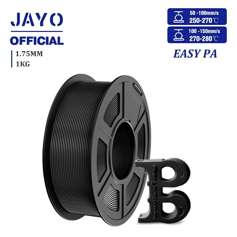 JAYO PA Nylon Filament 1.75mm PA6-CF/PA6-GF/PA12-CF/Easy PA Nylon 3D Printer Filament Superior Toughness 1KG/Roll