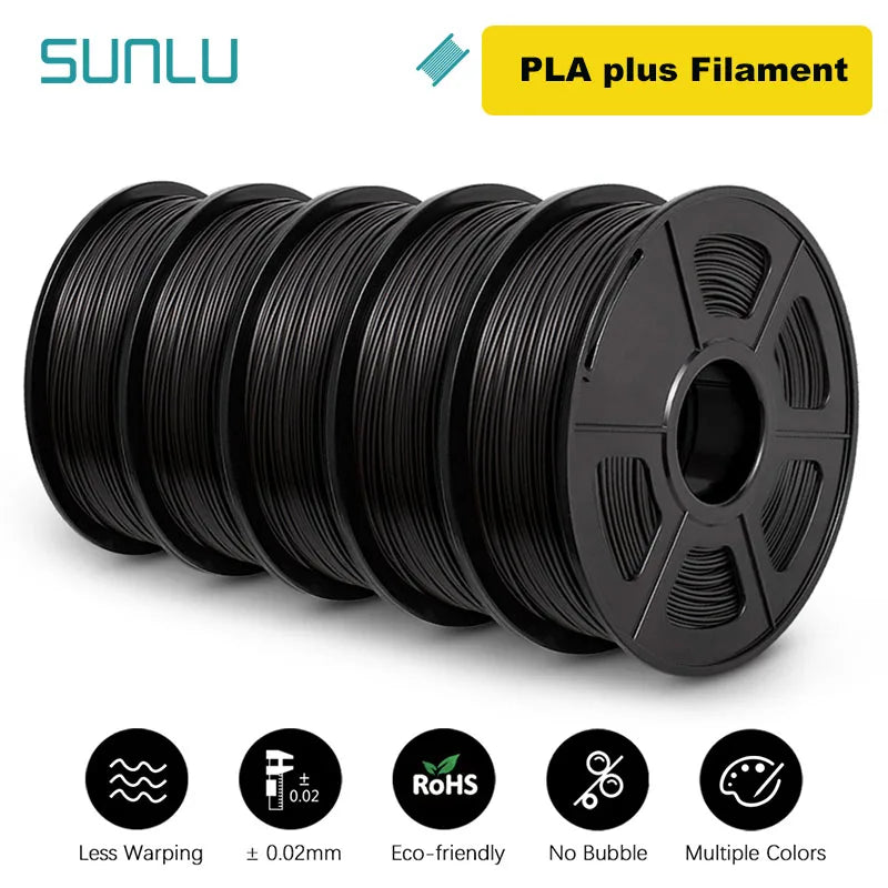 SUNLU 5KG 3D Filament PLA/PLA PLUS/PETG/ABS Filamnet 1.75mm 5Roll 1KG Neatly Wound 3D Printer Filament for 3D Printer