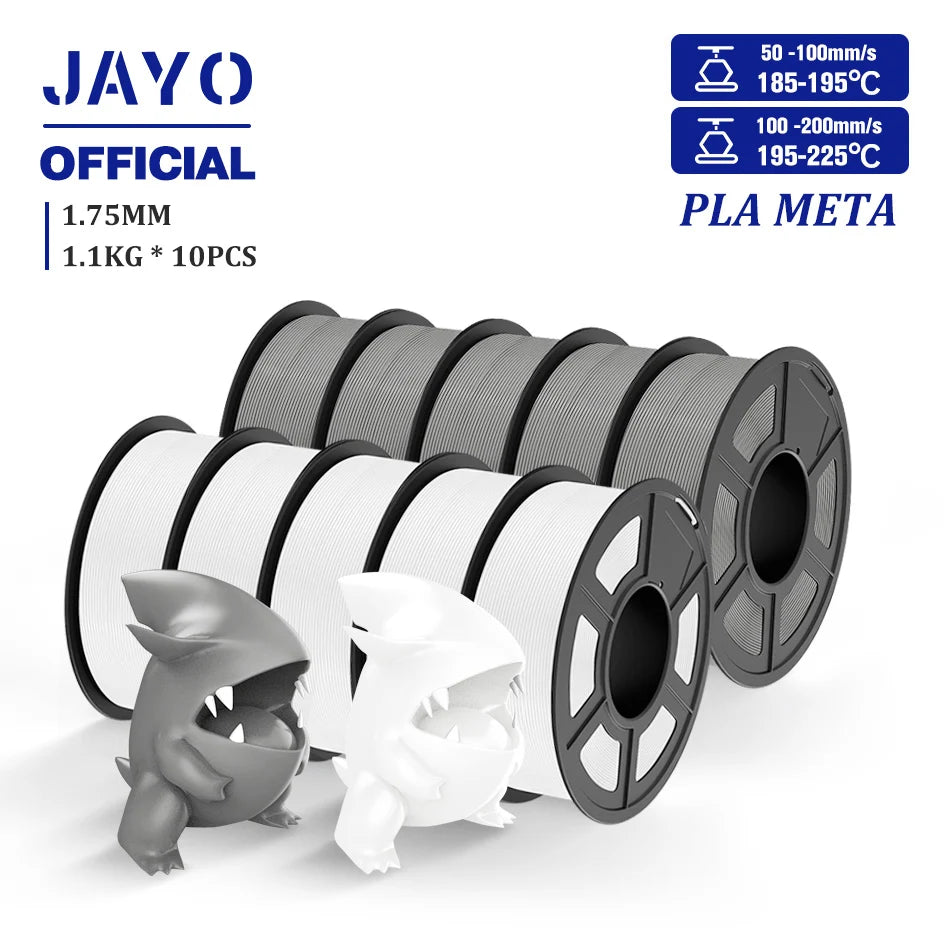 JAYO PLA Meta 3D Printer Filament 1.75mm High Flow PLA 3D Filament 1.1KG*10Rolls Neatly Wound 3D Printing Filament Fit Most FDM