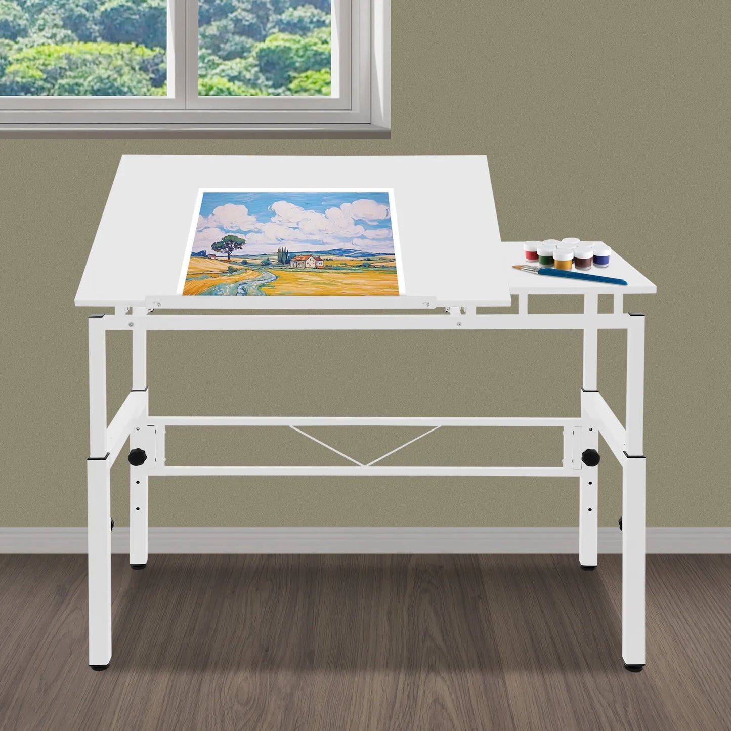 120x60cm Adjustable Drawing Table, 0-30° Tilt & Height Adjustable Drafting Desk for Artists and Designers