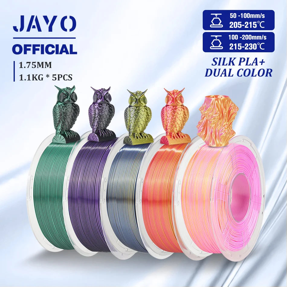 JAYO SILK PLA Filament 1.75mm Dual Colors 3D Printer Filament Coextrusion Silk Triple Color 3D Filament Shiny Multicolor Change