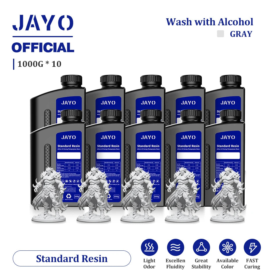 JAYO 10 Bottles 3D Resin Standard Fast Curing Standard/ 14K Standard/ Standard Plus 3D Resin for LCD DLP SLA Resin 3D Printer