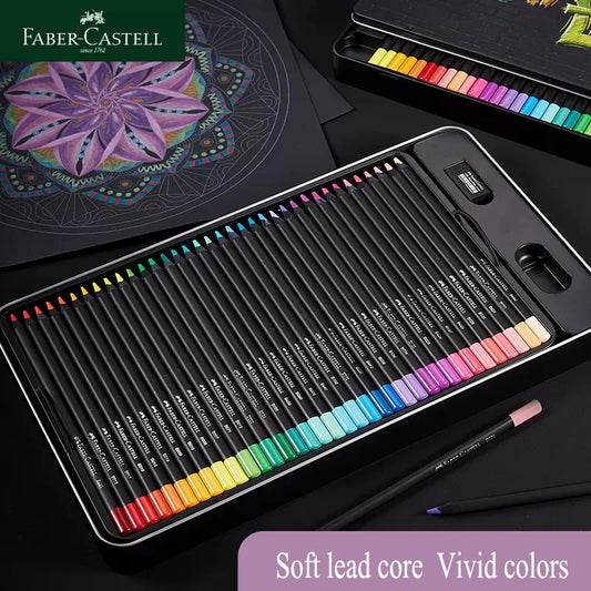 Faber Castell Black Edition 24/48/72 Oil Color Pencil Black Wood Soft Colored Pencil Kits for Color Drawing Pencil Art Supplies