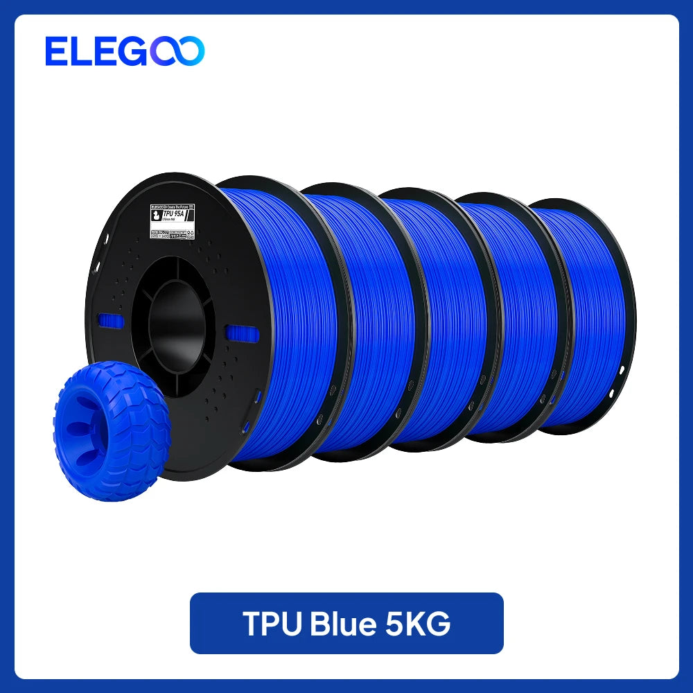 ELEGOO TPU 3D Printer Filament 1.75mm 1kg,95A Shore Hardness Flexible TPU Filament with High Resilience and Elasticity