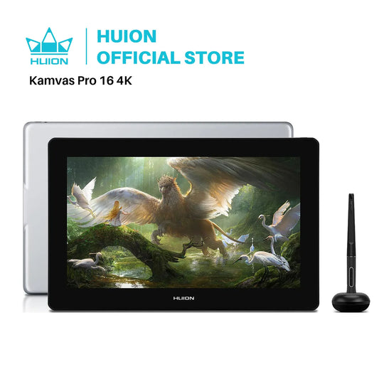 HUION Pen Display Monitor Kamvas Pro 16 4K UHD Screen AG Glass 120% sRGB Painting Graphic Pen Tablet for Drawing Android Support