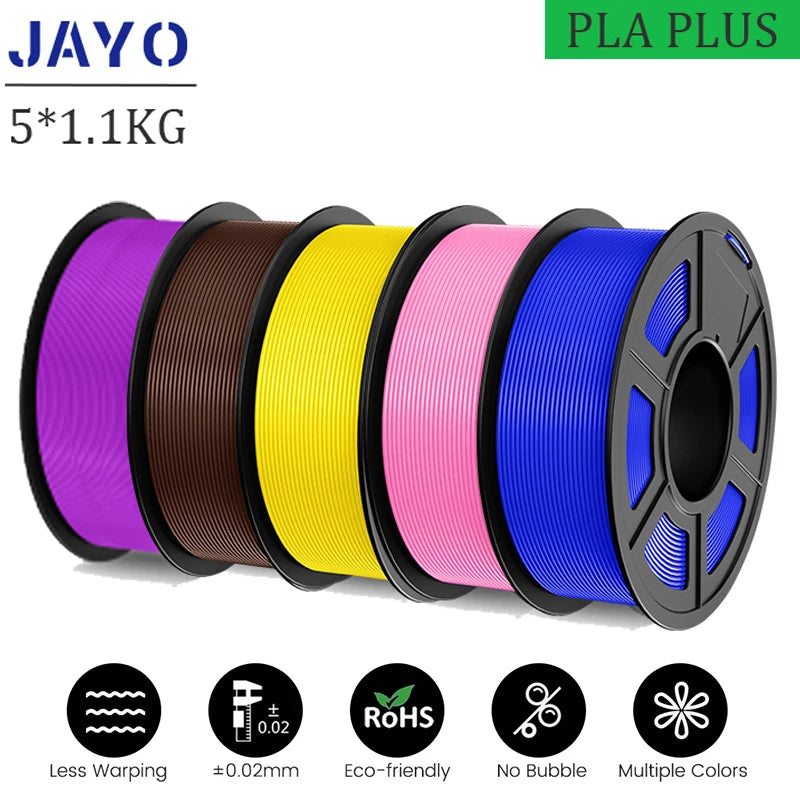JAYO pla plus Filament 5KG 3D printer filament PLA+ 1.75MM 5Rolls multiple colors optional Neatly Wound for 3D Printer