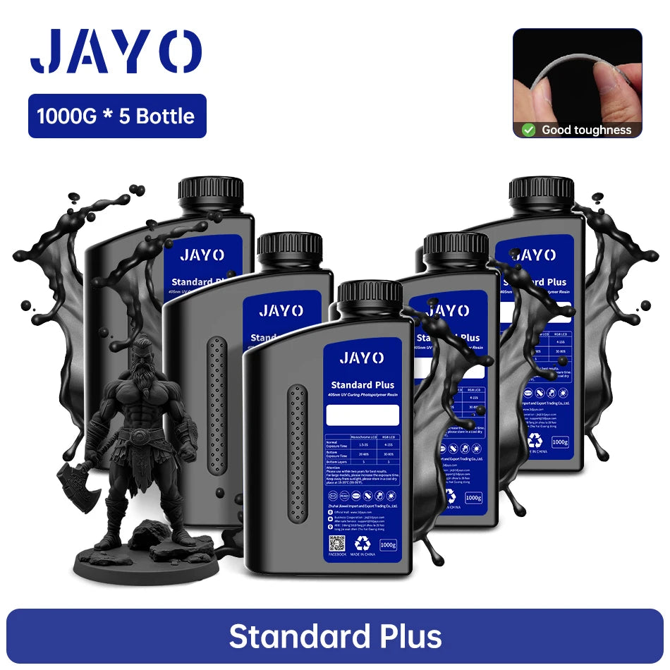 JAYO 3D Printer Resin Standard PLUS/14K Standard /Standard 395-405nm UV Curing Photopolymer Rapid Resin for LCD/DLP 3D Printer