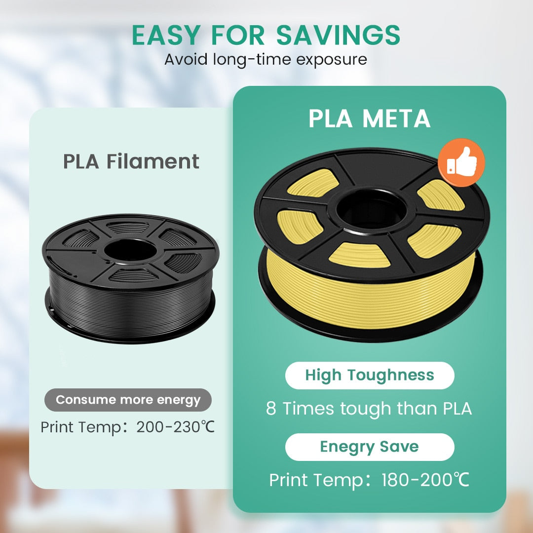 SUNLU  PLA Meta 3D Filament 3D Printer Filaments 2kg 1.75MM Better Mobility Better Toughness Warm Color