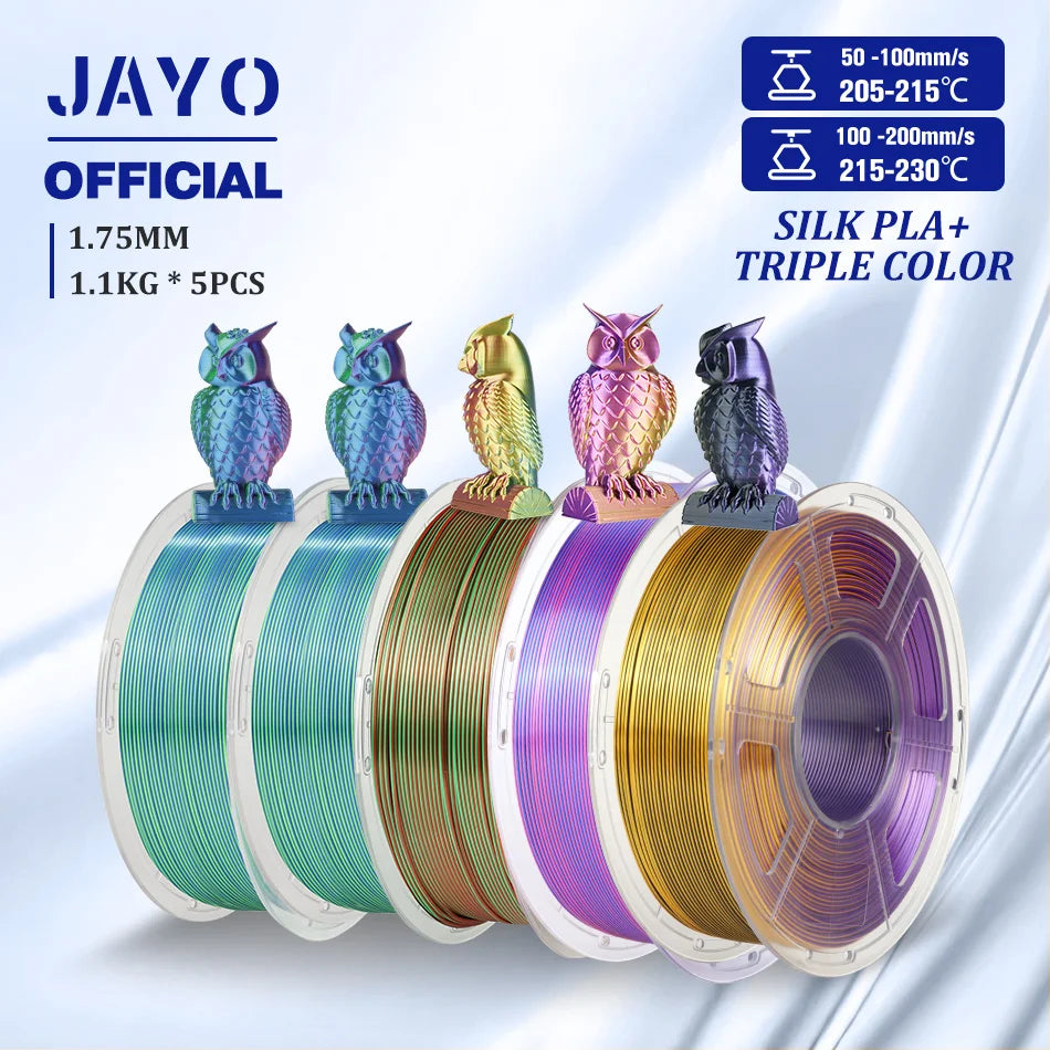 JAYO SILK PLA Filament 1.75mm Dual Colors 3D Printer Filament Coextrusion Silk Triple Color 3D Filament Shiny Multicolor Change