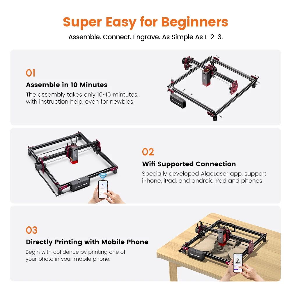 Algolaser Mini 5W Laser Master Engraver Cutter Metal DIY Marker Engraving Cutting Machine