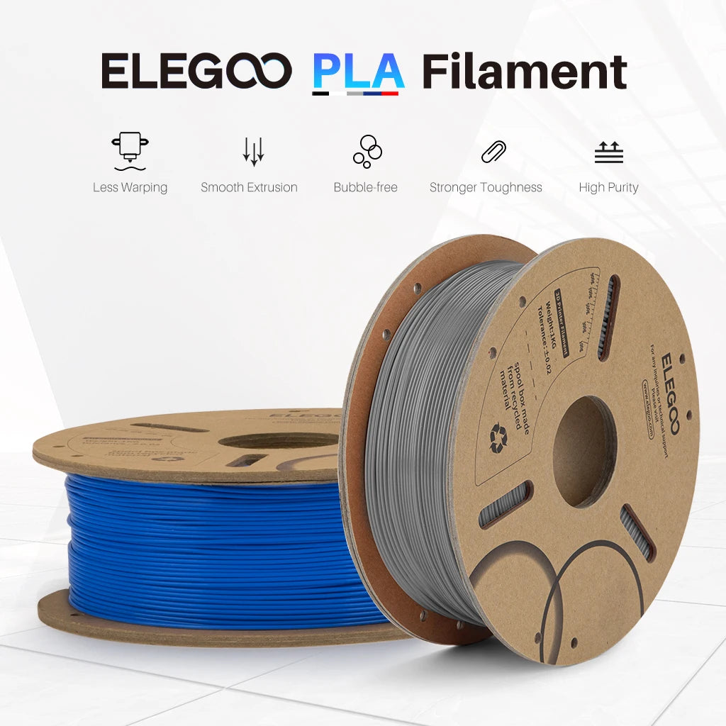 ELEGOO 10kg 1.75mm PLA Filament Set 10kg Black 3D Printing Materials Dimensional Accuracy +/- 0.02 mm Fits Most FDM 3D Printer
