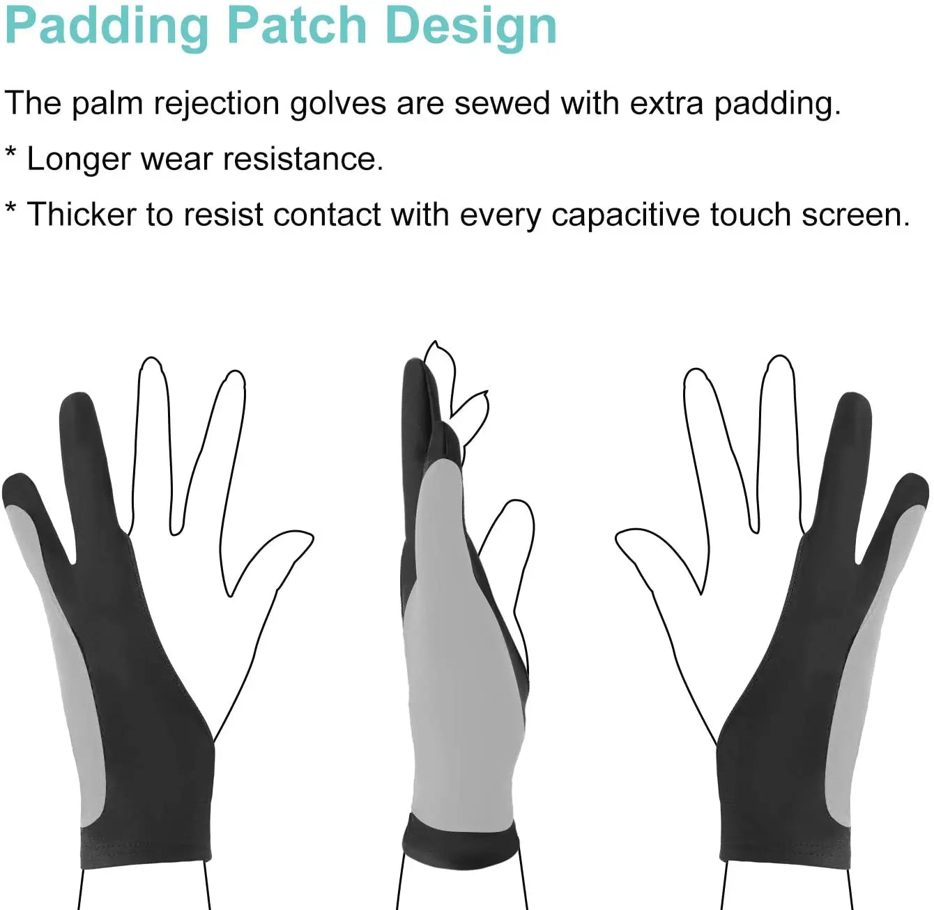 1Pcs Palm Rejection Digital Art Glove with Two Finger for Drawing Tablet Sketching Display Art Painting iPad Pencil Graphics