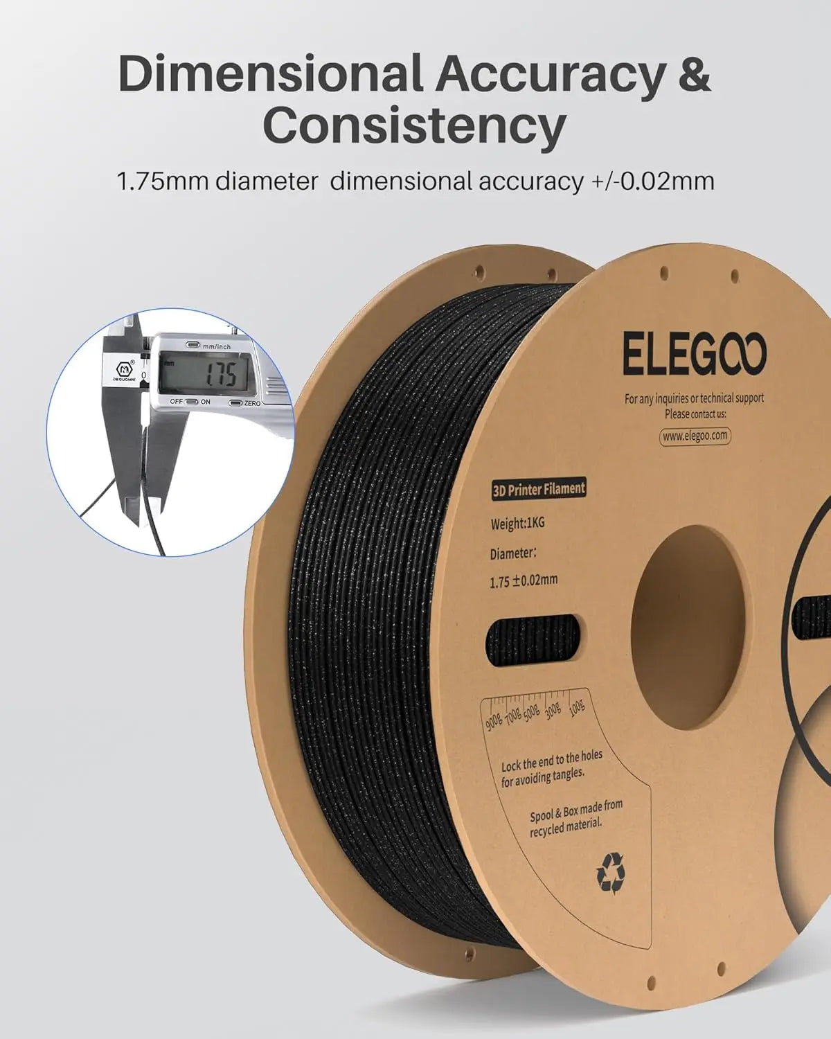 Sparkle PLA Filament 1.75mm 4KG Bundle, Glitter Twinkling 3D Printer Filament with Dimensional Accuracy +/-0.02mm