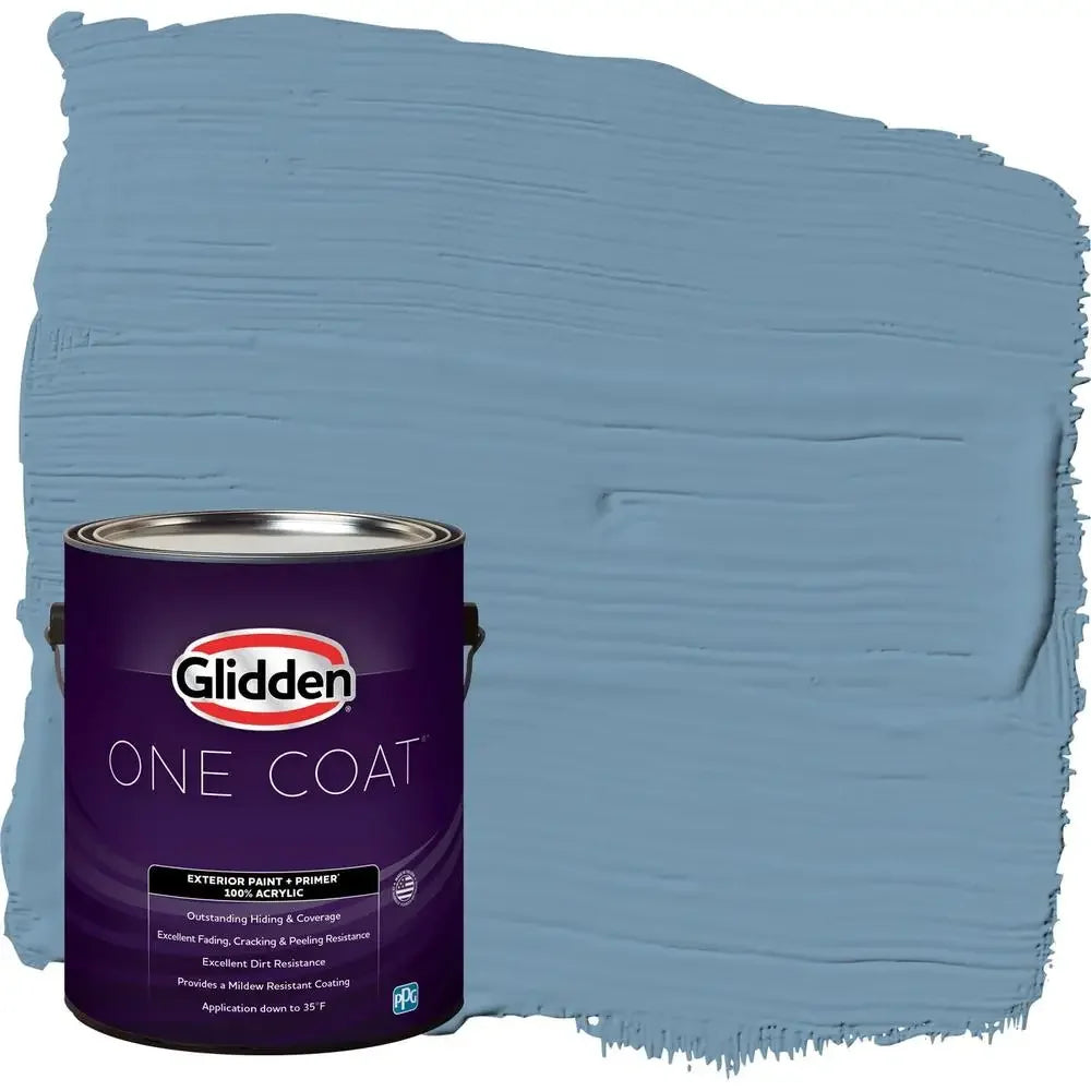 Exterior Paint Primer American Anthem Blue Gallon Satin UV Resistant 100% Acrylic Mildew Resistant Hide Adhesion Fading Cracking