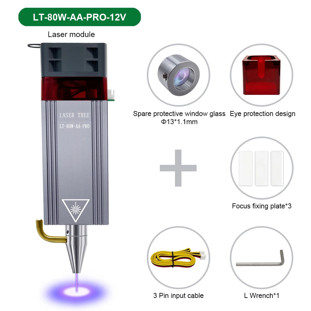 LASER TREE 20W Laser Module Air Assist 10W 5W Laser Head for Laser Engraving Cutting Machine 450nm Blue Light Wood Marking Tool