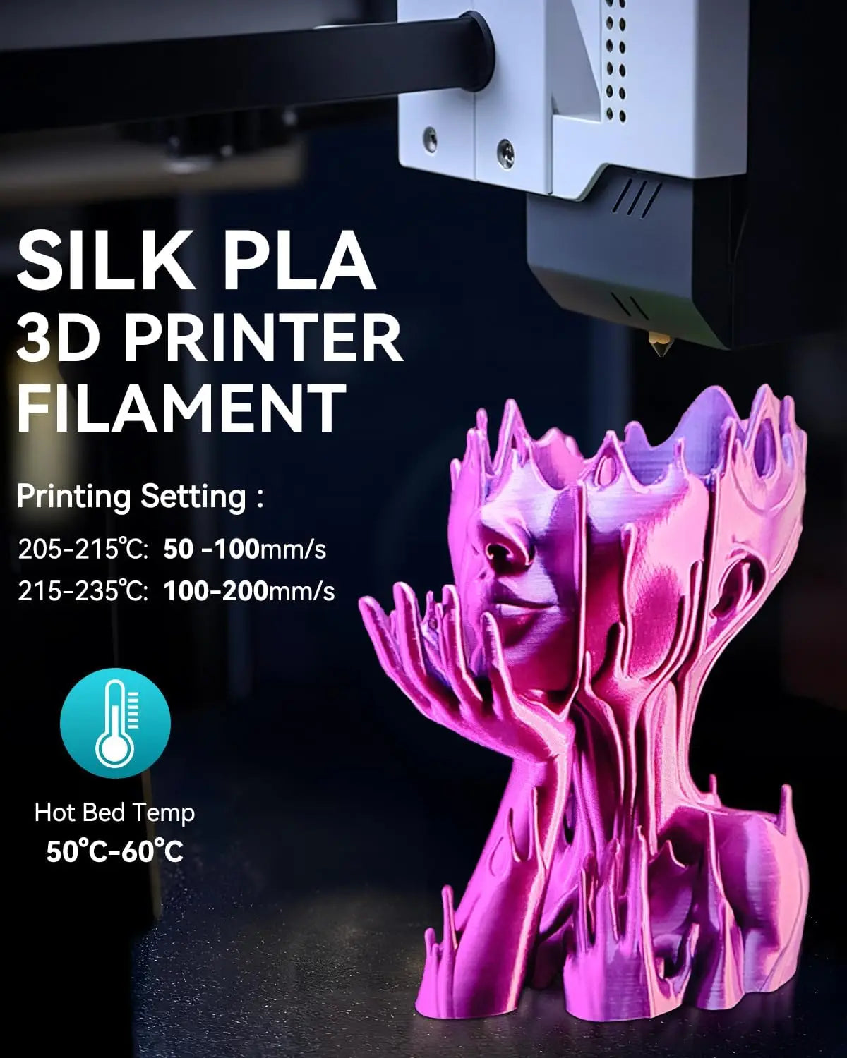 SUNLU Pla Plus Silk 3D Filament 1.75mm Smooth Surface Multicolor PLA+ Shiny Silk Filament for Most FDM 3D Printer 10KG