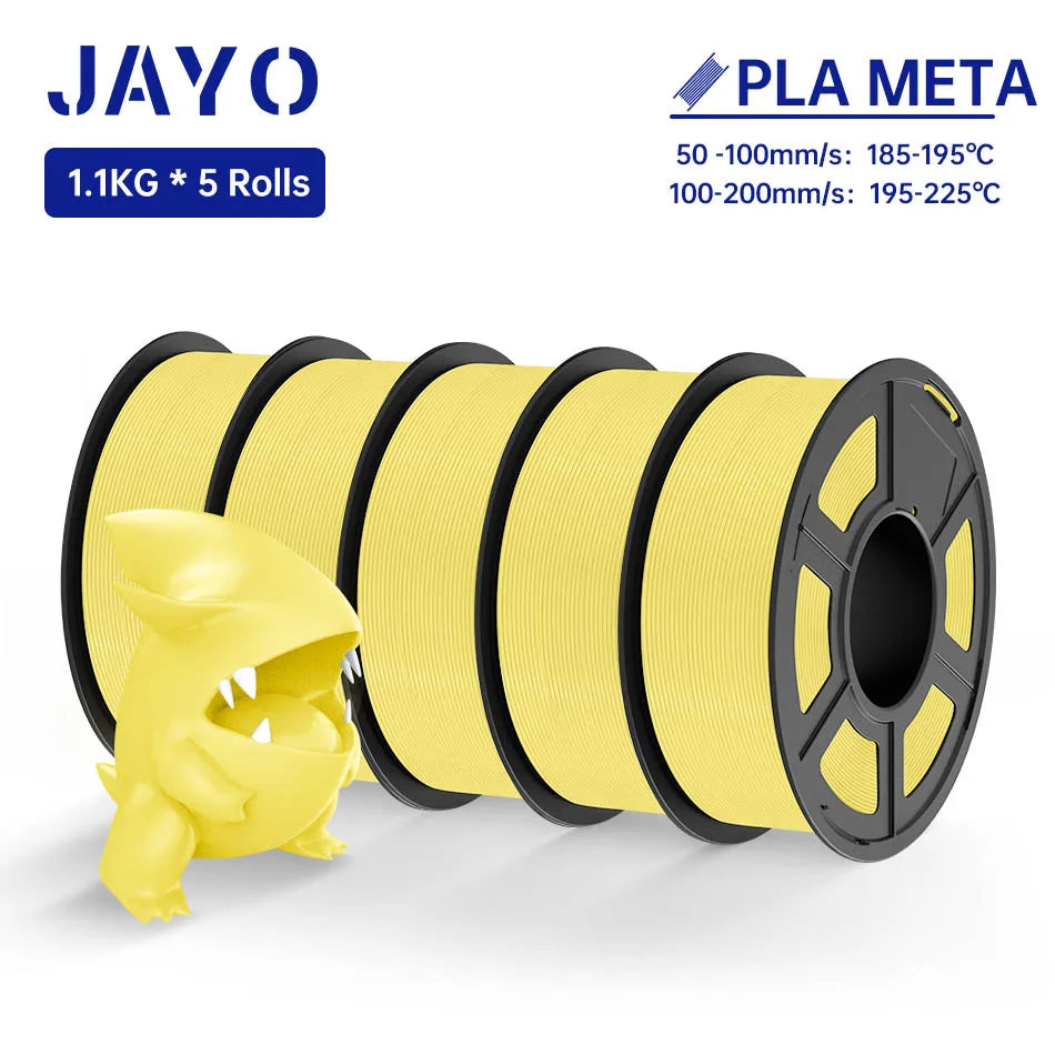 JAYO PLA Meta Filament 5 Rolls 1.75MM PLA 3D Printer Filament Neatly Wound Toughness 1.1KG 3D Printing Materials For FDM