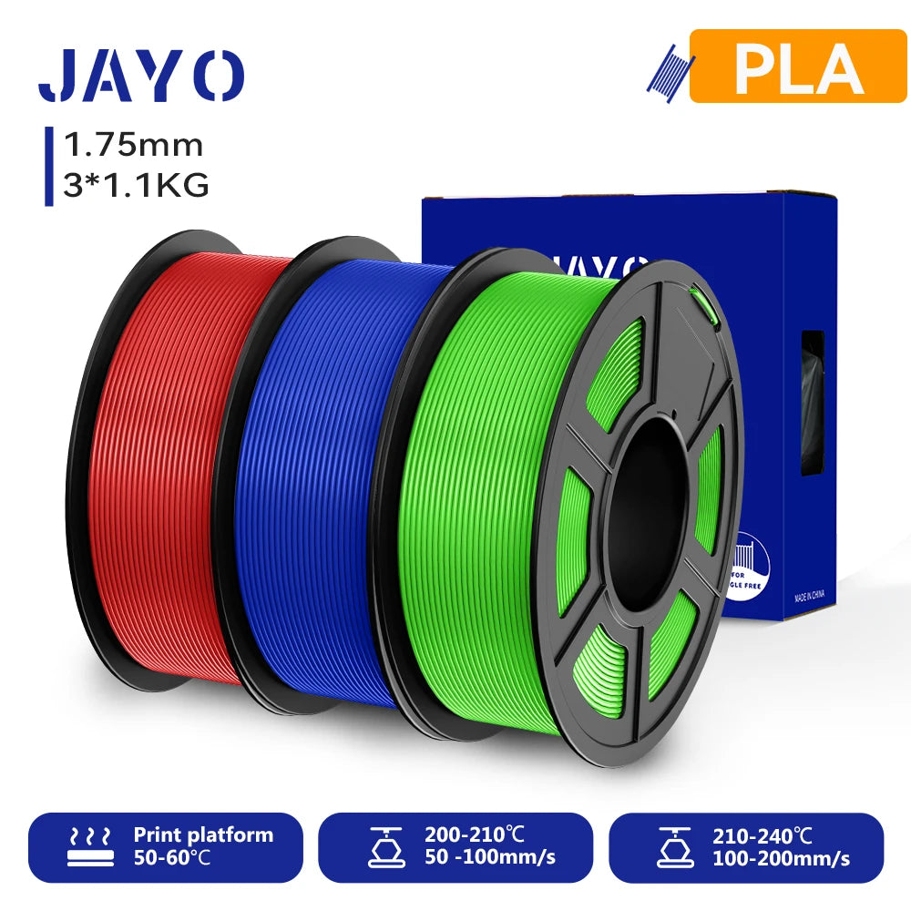 JAYO 3D PETG/PLA/PLA PLUS Printer Filament 1.75mm 3rolls 100% No Bubble non-toxic 3D Printing Materials for 3D Printer&3D Pen