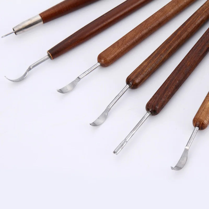 6PCS sculpting tool Pottery Tools Wood Handle Pottery Set Wax Carving Sculpt Smoothing Polymer Shapers Pottery Clay Ceramic Tool