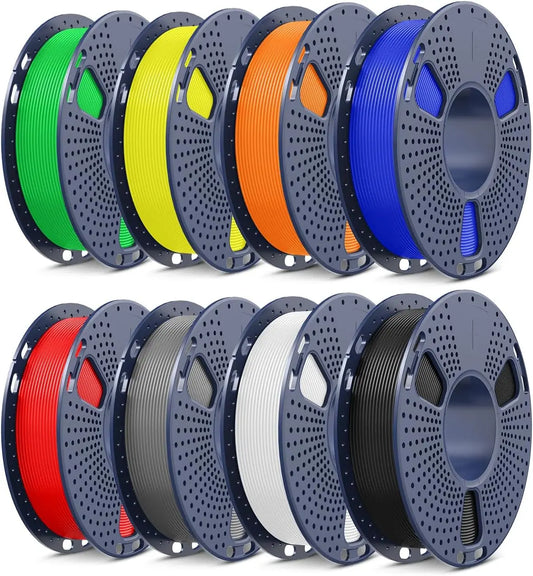 Upgraded PLA+2.0 Filament Bundle, 8 Colors for Multi-Color 3D Printing, Compatible with High-Speed Printers