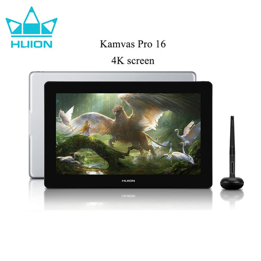 Huion Kamvas Pro 16 4K Graphics Tablet Monitor 15.6 Inch Screen Anti-glare Glass Digital Drawing Tablet 120% sRGB Pen Display
