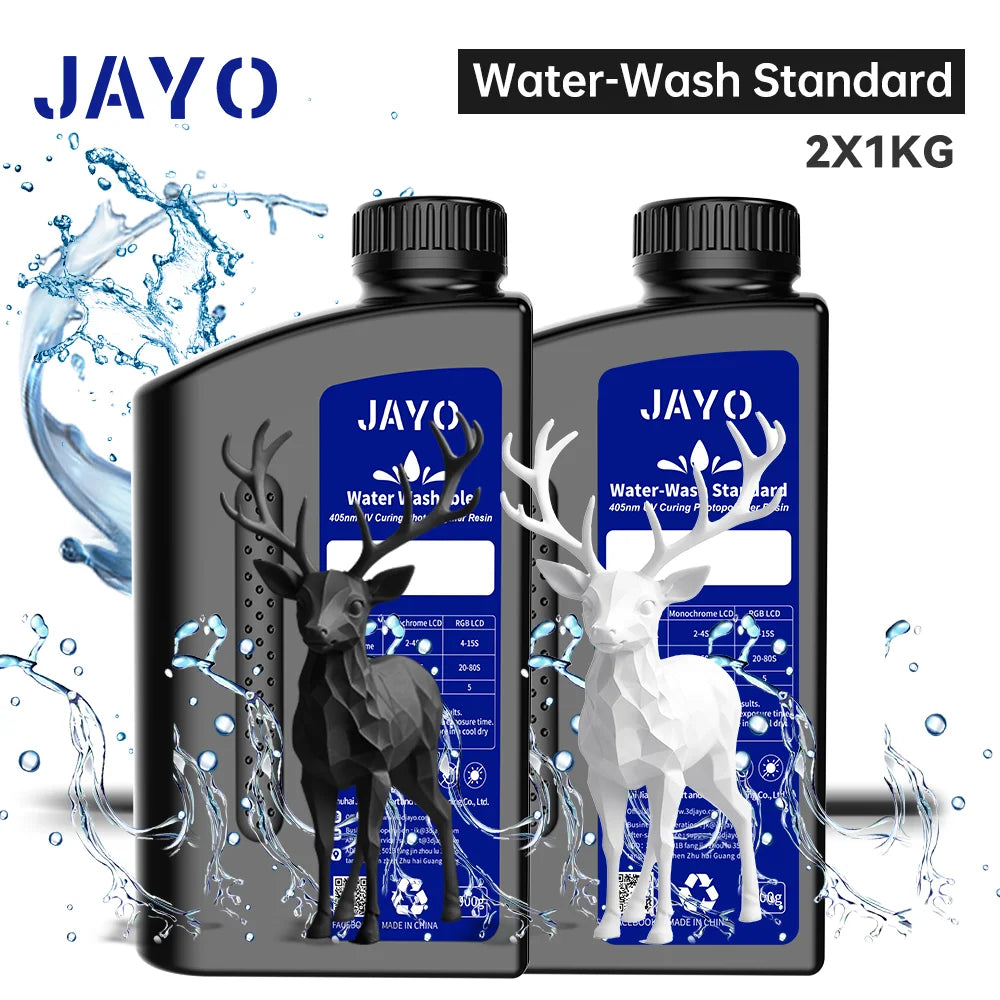 JAYO Standard /ABS-Like/ Water Wash 3D Printer UV Resin 405nm 2 Bottles For LCD 3D Printer Material For Printing Easy to Print