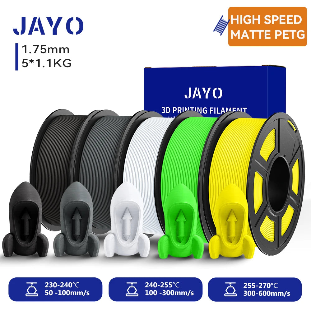 JAYO 5.5KG 3D PETG / High Speed Matte PETG / PLA Classic Printer Filament 1.75mm 3D Printer Filament Neatly Wound PETG for 3D