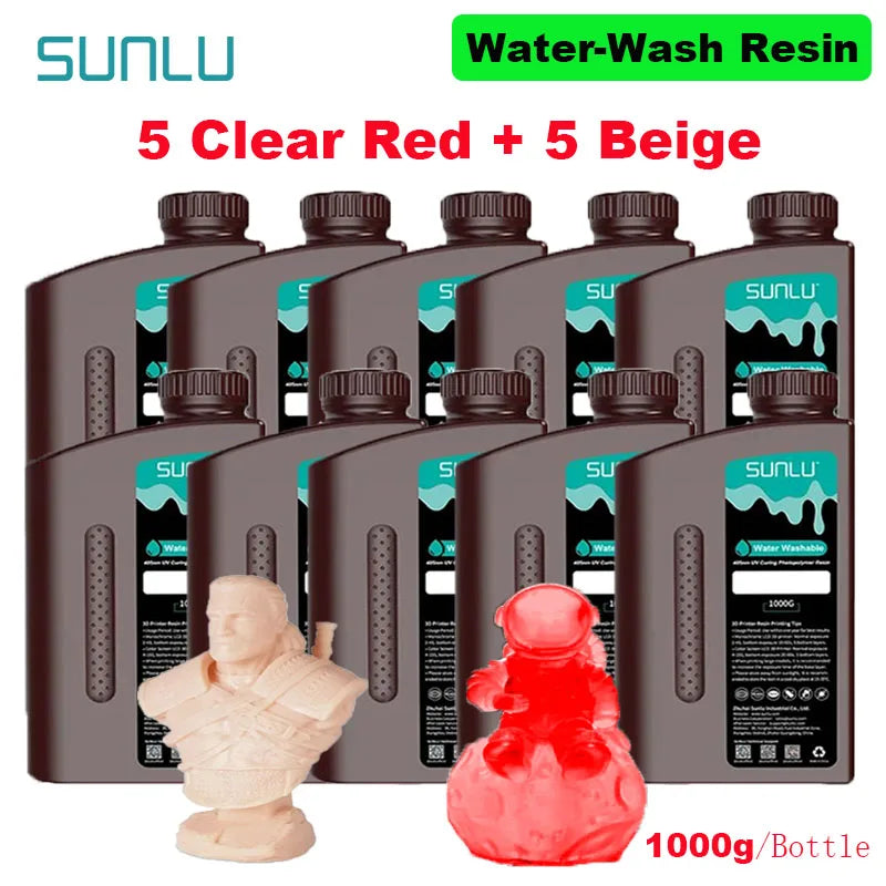 SUNLU 10KG Water Washable / Water Washable ABS Resin 1000G/Bottle 405nm Rapid UV-Curing Photopolymer Resin For LCD 3D Print