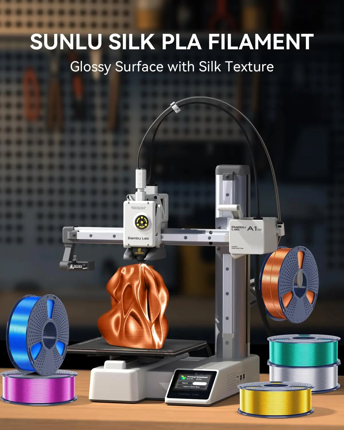 SUNLU Pla Plus Silk 3D Filament 1.75mm Smooth Surface Multicolor PLA+ Shiny Silk Filament for Most FDM 3D Printer 10KG