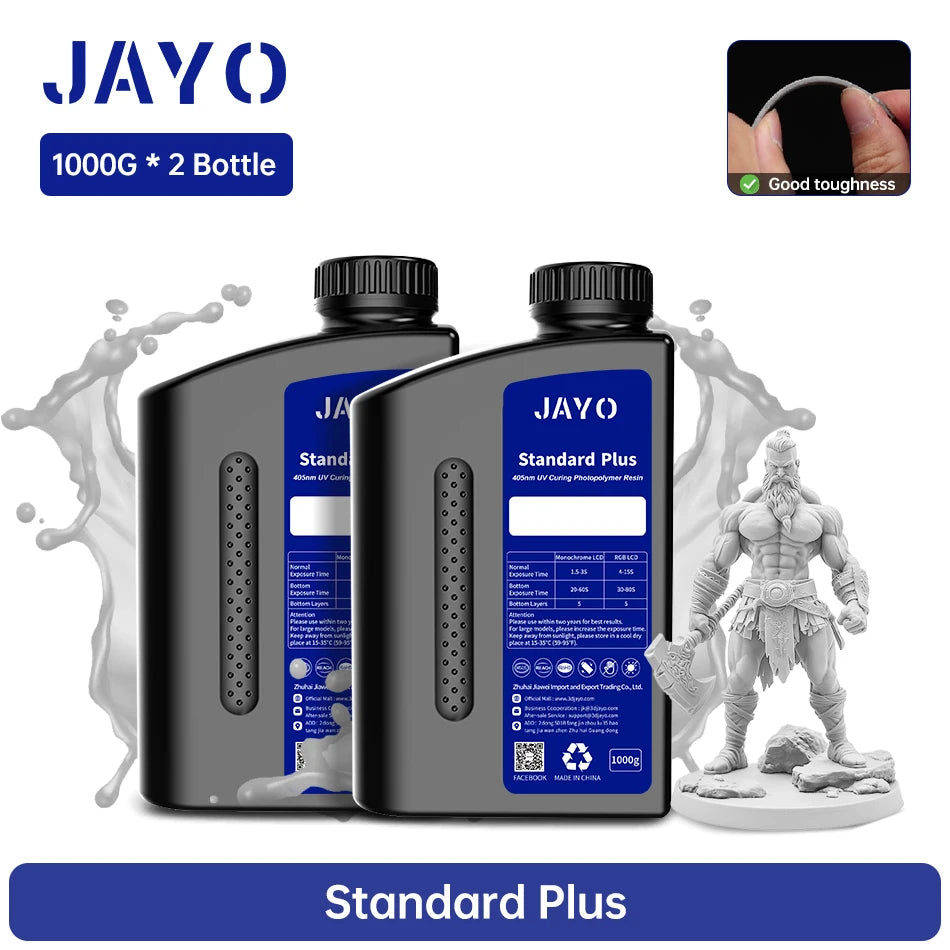 JAYO Standard/Toughness/Plant-based/Like-ABS Resin 2KG 3D Photopolymer UV Curing Resin High Precision 3D Printing Material