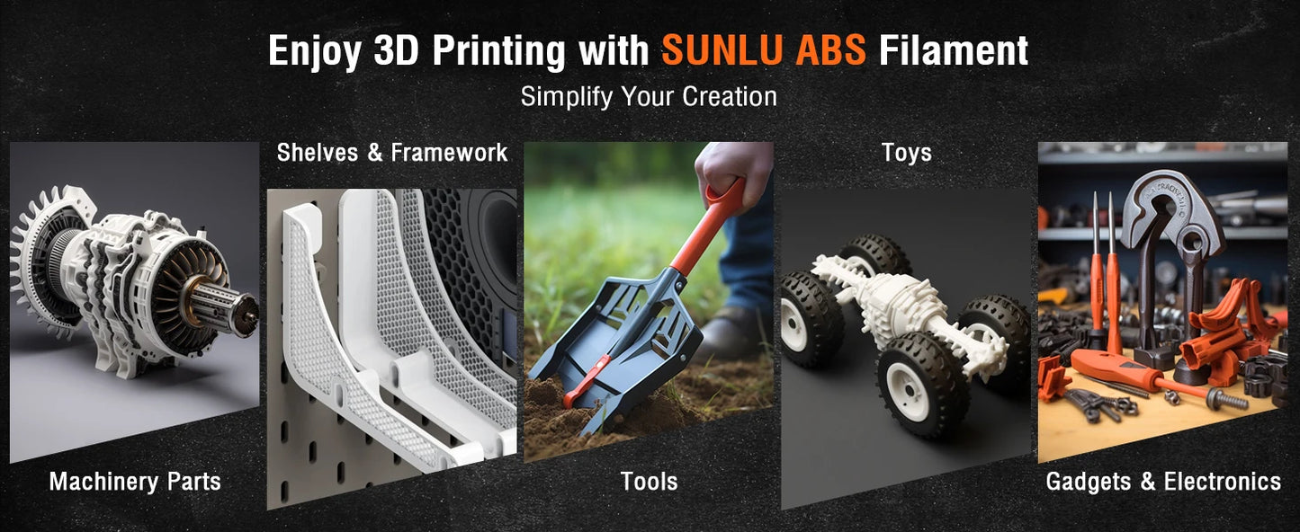 SUNLU 5KG 3D Filament PLA/PLA PLUS/PETG/ABS Filamnet 1.75mm 5Roll 1KG Neatly Wound 3D Printer Filament for 3D Printer