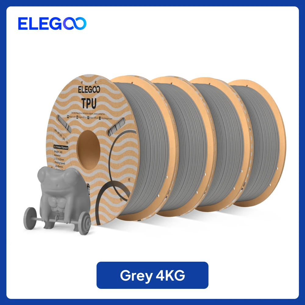 ELEGOO TPU 3D Printer Filament 1.75mm 1kg,95A Shore Hardness Flexible TPU Filament with High Resilience and Elasticity