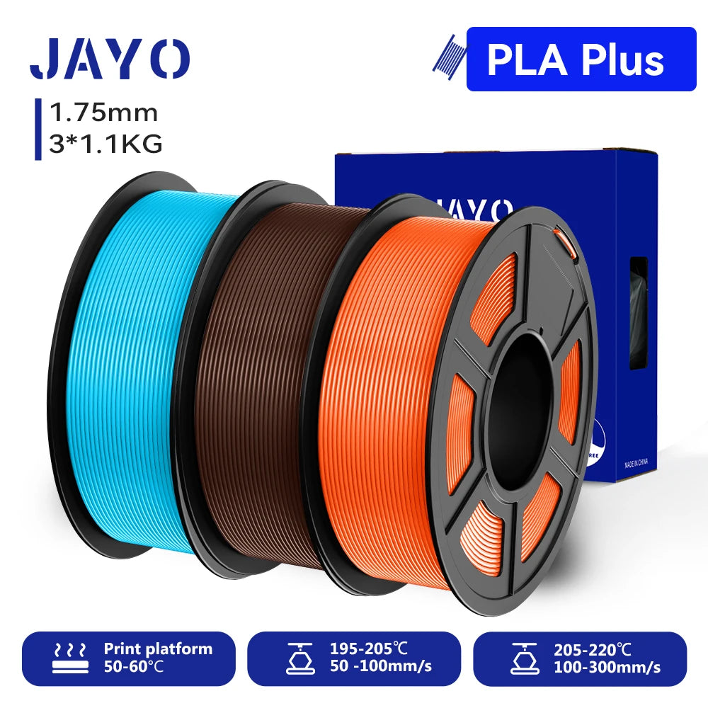 JAYO 3D PETG/PLA/PLA PLUS Printer Filament 1.75mm 3rolls 100% No Bubble non-toxic 3D Printing Materials for 3D Printer&3D Pen