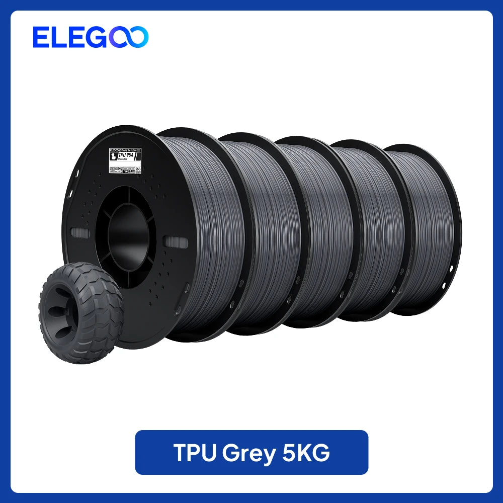 ELEGOO TPU 3D Printer Filament 1.75mm 1kg,95A Shore Hardness Flexible TPU Filament with High Resilience and Elasticity