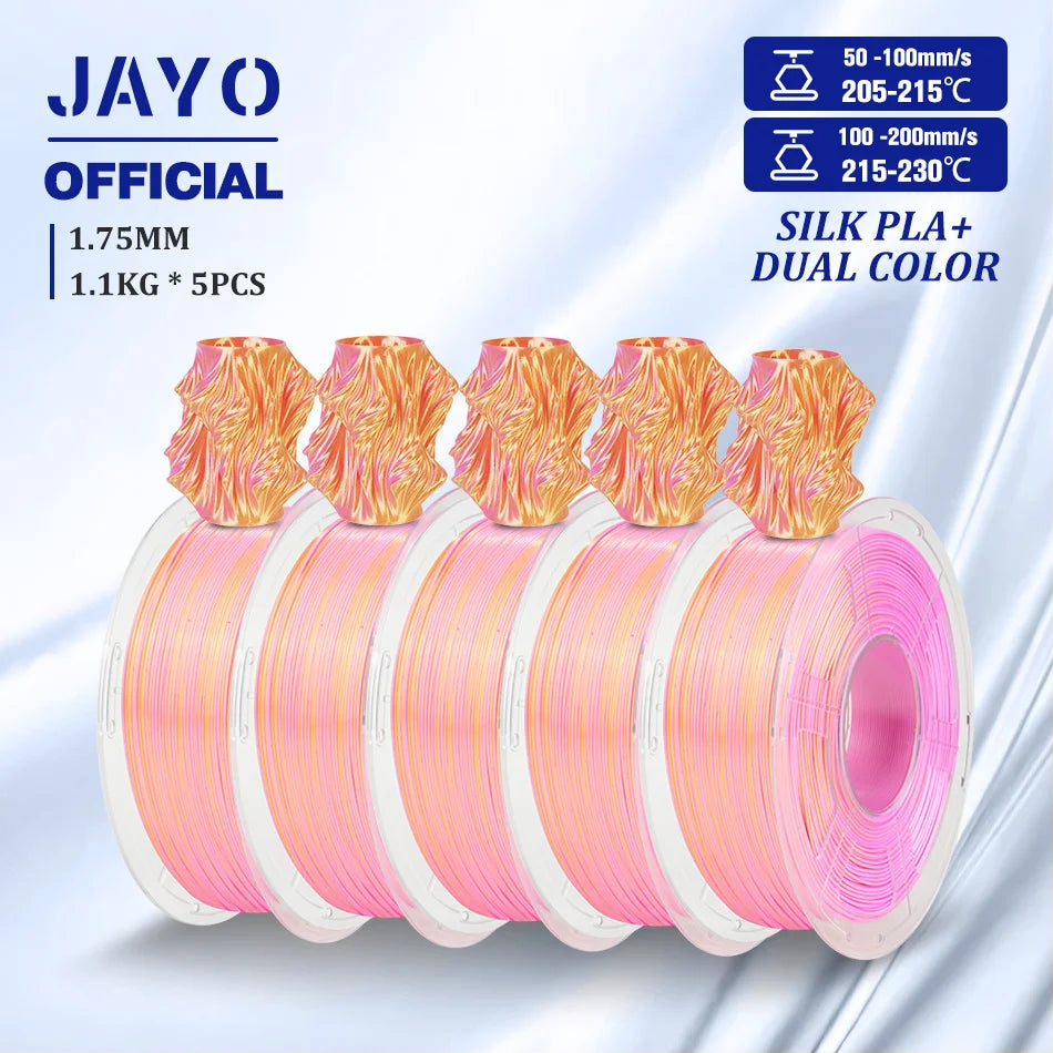 JAYO SILK PLA Filament 1.75mm Dual Colors 3D Printer Filament Coextrusion Silk Triple Color 3D Filament Shiny Multicolor Change