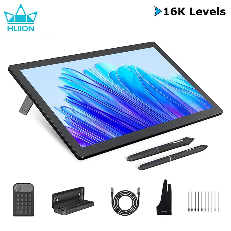 Huion Kamvas Pro 19 4K Graphics Tablets Monitor 18.4" Finger Touchscreen Drawing Display 16K Levels Pressure Pens Mini Keyboard