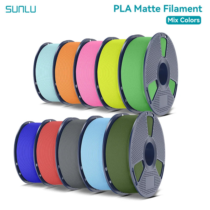 SUNLU PLA Matte 3D Filament 1.75mm Frosted Texture Neatly Wound Multicolor Matte Pla Filament For Most FDM 3D Printer 10KG