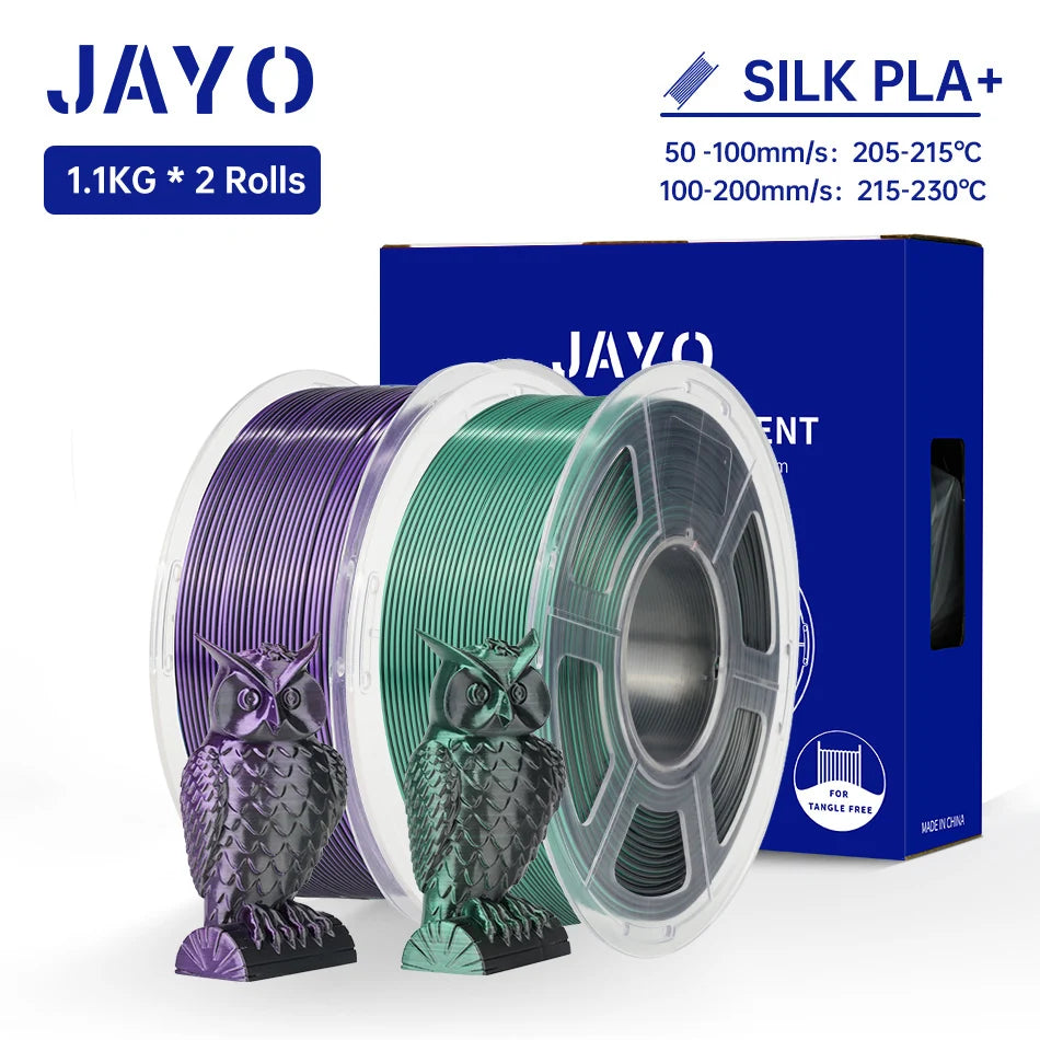 JAYO Silk PLA+ Rainbow 3D Filament 1.75mm SILK PLA plus Dual & Triple Color 3D Printer Filament Neatly Wound 1.1kg 2Rolls/set