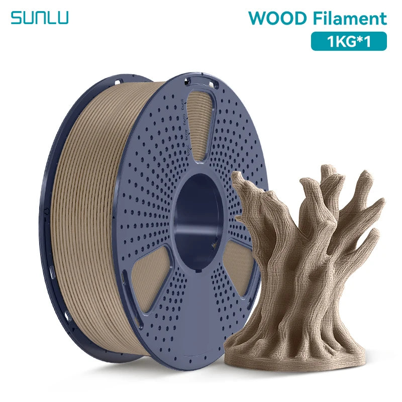 SUNLU 1KG Real Wood Fiber Wood PLA Filament 1.75MM 1kg Spool Neatly Wound PLA 3D Printer Filament Fit Most FDM 3D Printers