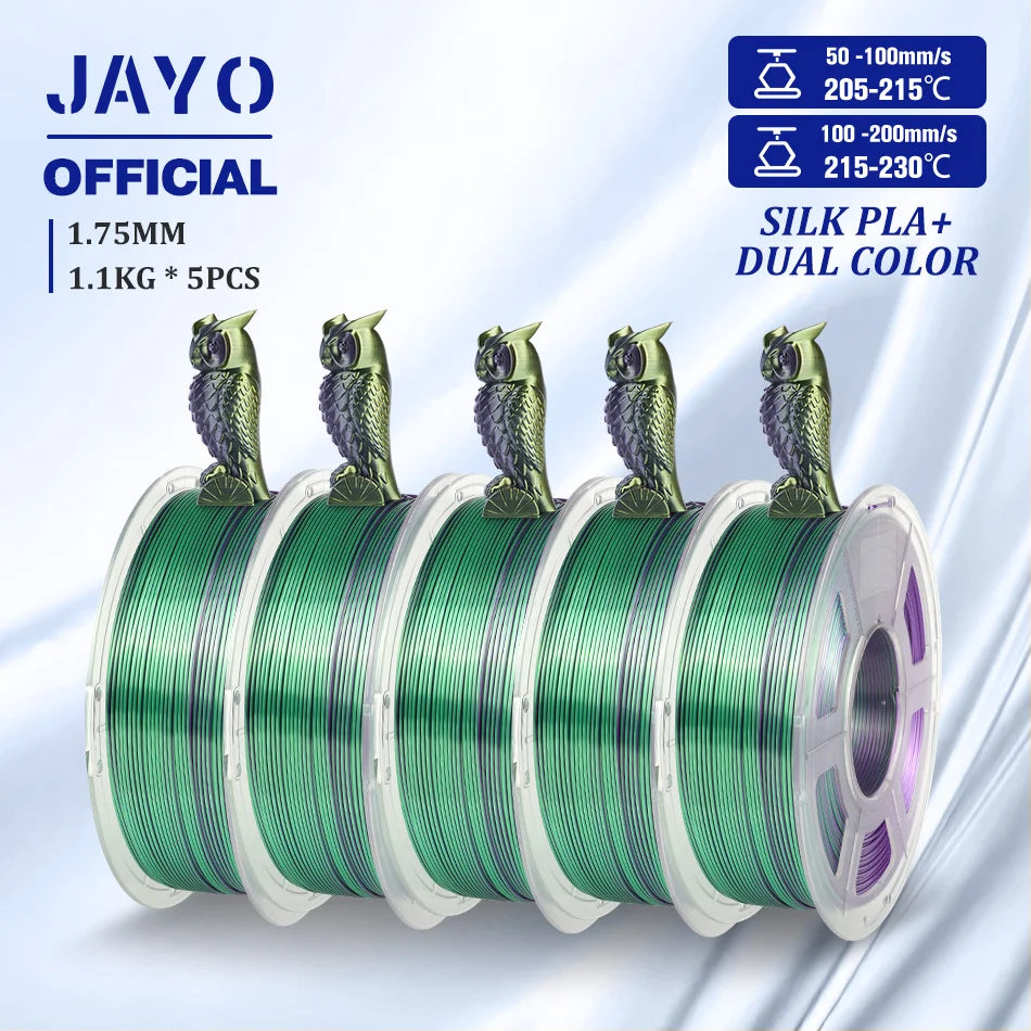 JAYO SILK PLA Filament 1.75mm Dual Colors 3D Printer Filament Coextrusion Silk Triple Color 3D Filament Shiny Multicolor Change