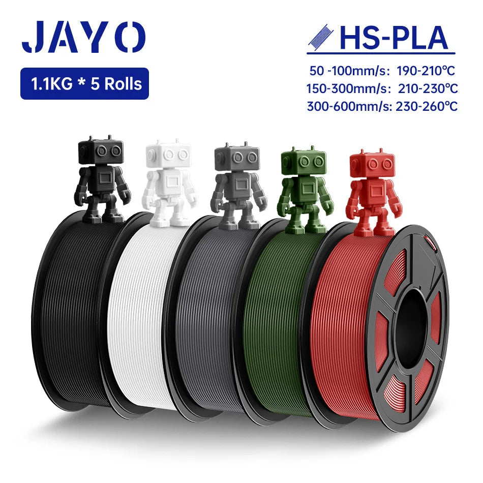JAYO 5Rolls PLA Filament High Speed PLA 1.75mm 1.1KG 3D Printer Filament Neatly Wound 3D Printing Material For FDM 5.5KG/SET