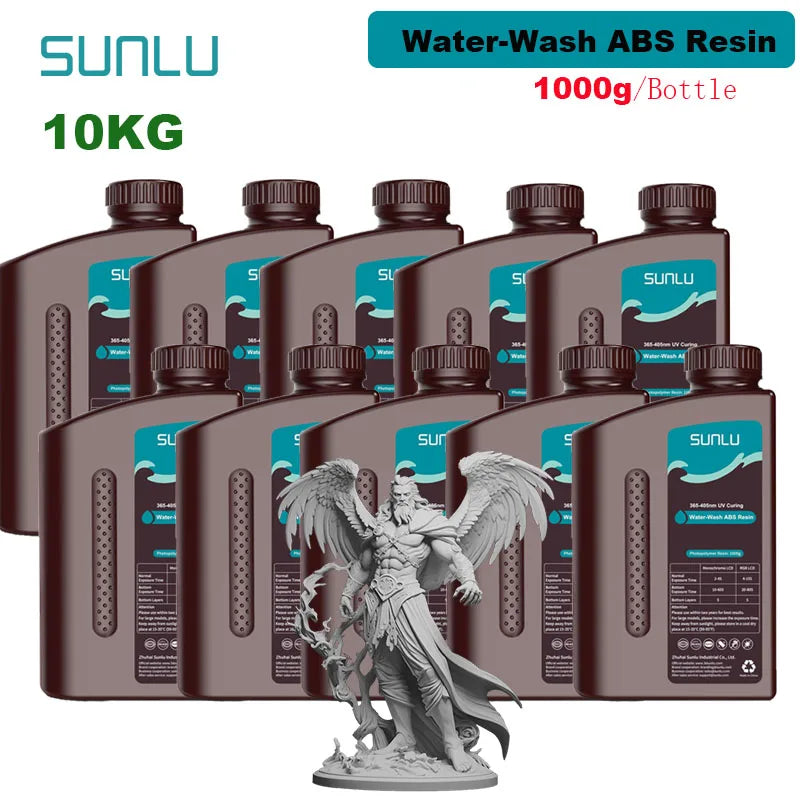 SUNLU 10KG Water Washable / Water Washable ABS Resin 1000G/Bottle 405nm Rapid UV-Curing Photopolymer Resin For LCD 3D Print