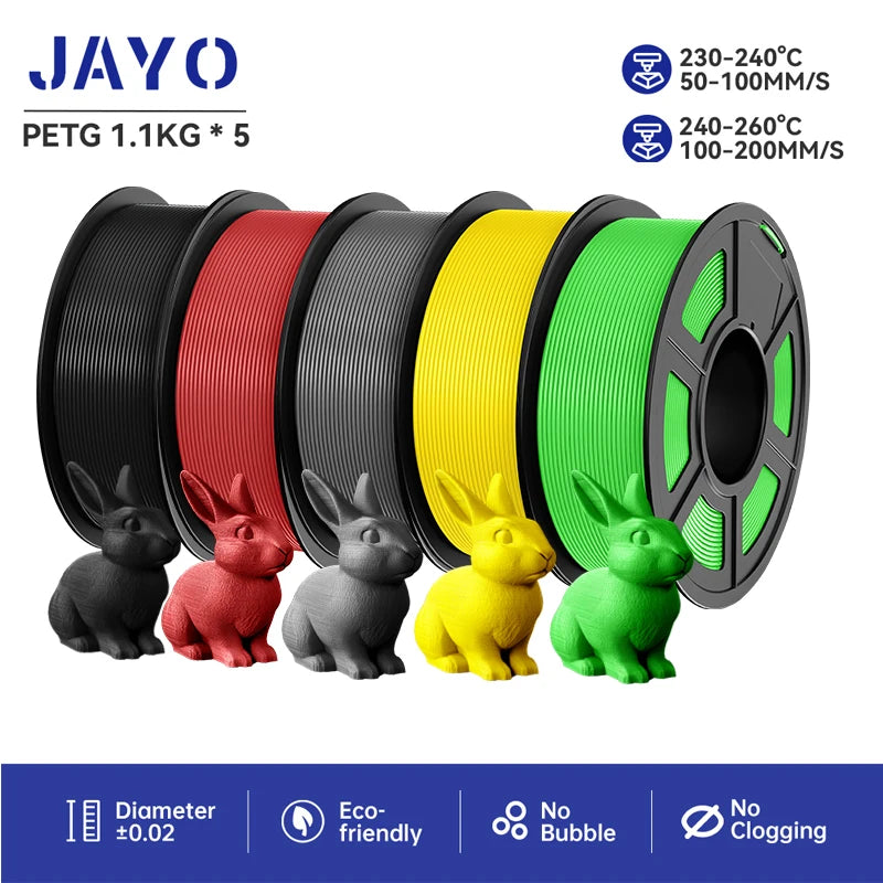 JAYO PETG 3D Printer Filament petg jayo filament  no bubbles no drawing smooth multiple colors 3d printer accessories 1.1kg/roll