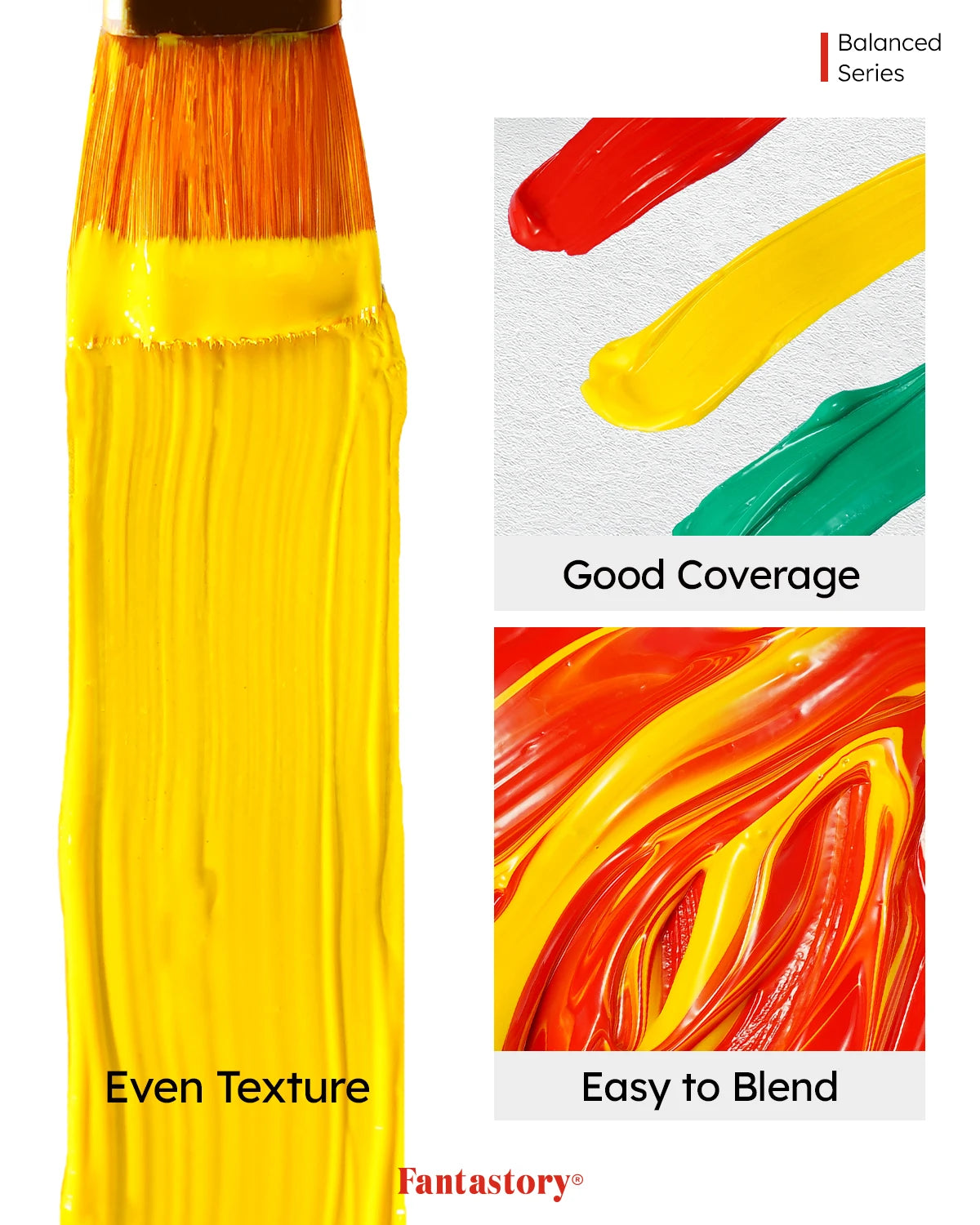 Fantastory Acrylic Paint Set, 24 Balanced Series Acrylic Paints (2 oz) with 12 Brushes, Professional Craft Paint Set, Canvas