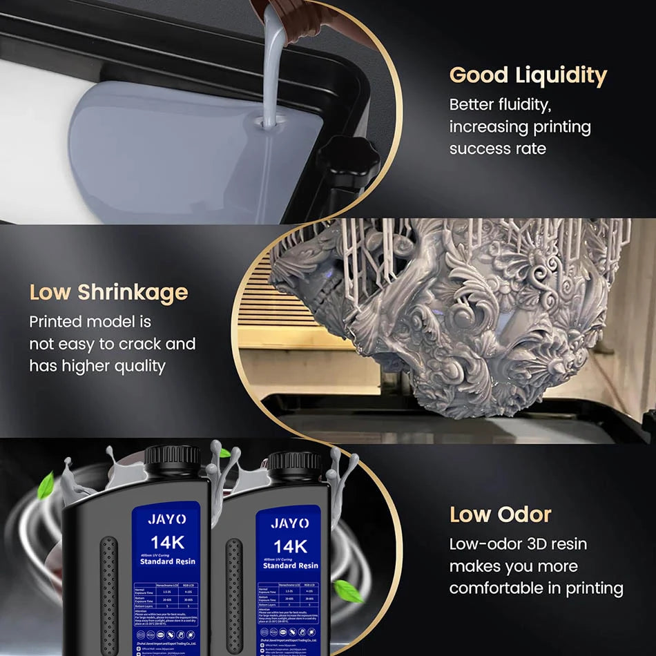 JAYO 10 Bottles 3D Resin Standard Fast Curing Standard/ 14K Standard/ Standard Plus 3D Resin for LCD DLP SLA Resin 3D Printer
